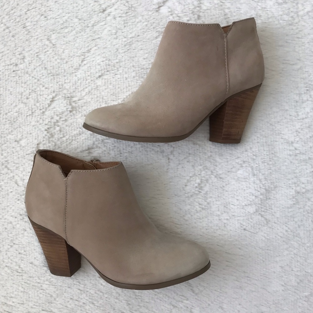 Aldo Leather Heeled Ankle Boots Taupe Tan Size 7.5